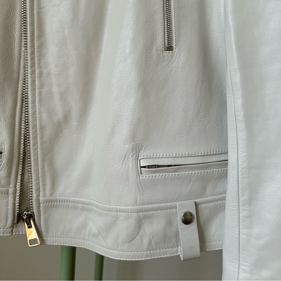 Joseph Biker Calf Leather Jacket, White, Size 34 - Picture 5 of 16